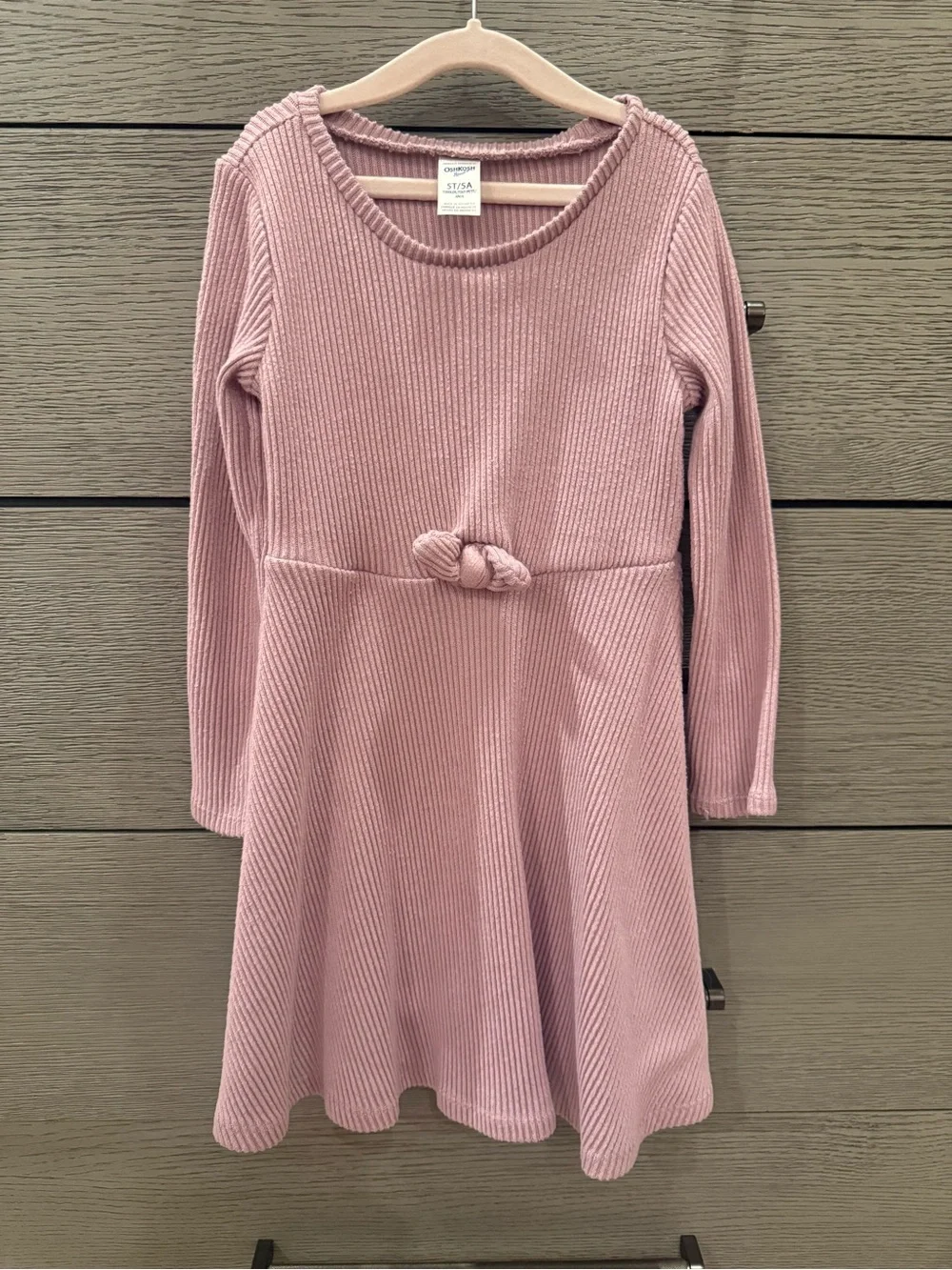 OshKosh B'gosh Girls’ Ribbed Knit Long-Sleeve Dress in Dusty Rose